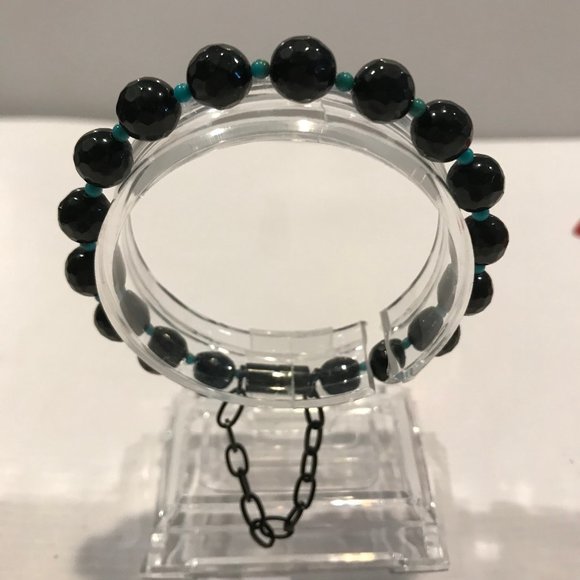Turquoise Genuine Turquoise Beads & Black Spinel Faceted Beads New - Picture 8 of 8